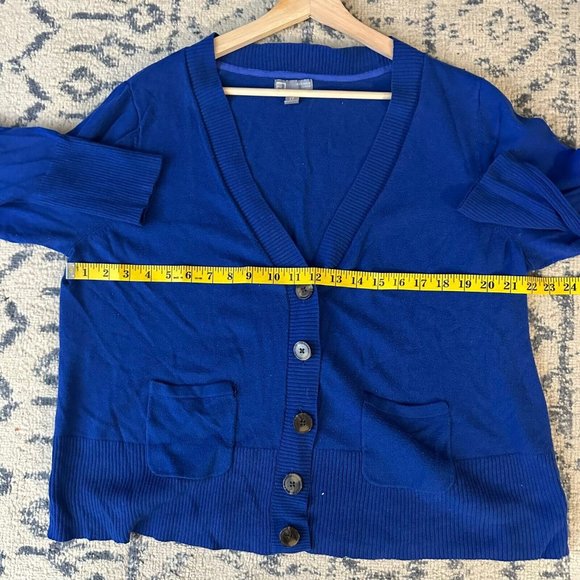 JCP JCPenny Sweater Women 2X Blue Cardigan Pockets Cotton Cashmere Blend Solid - Picture 11 of 11